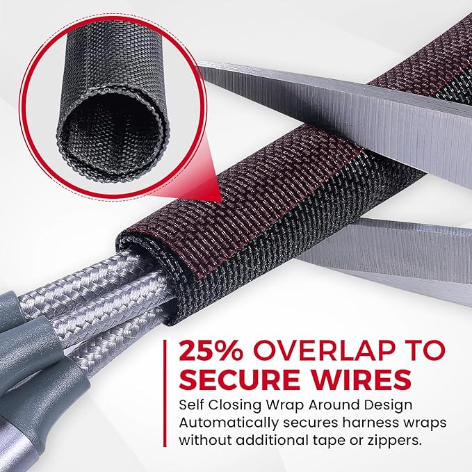 Automotive Wire Sheathing Split Wire Loom Braided Mesh Woven Cable Sleeve for Wires/Cable Cord Protector (3/8" - 65 Feet)