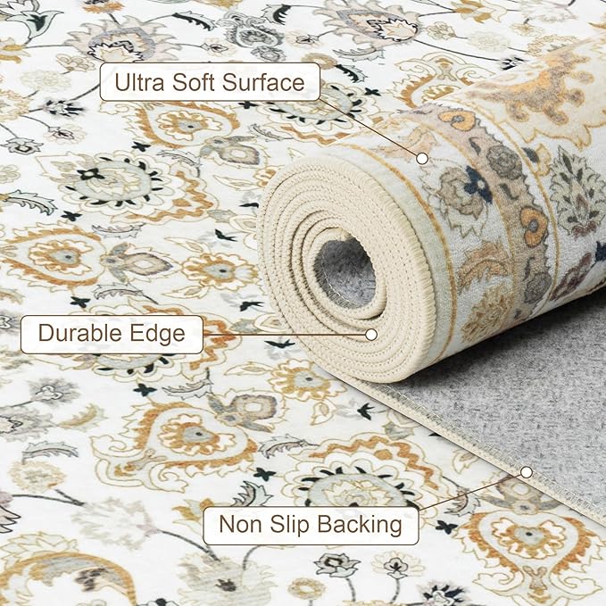 2x3 Area Rugs Living Room: Washable Vintage Rug - Image 7