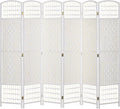 HOMCOM 6 Panel Room Divider, Folding Privacy Screen, Wave Fiber Freestanding by HOMCOM
