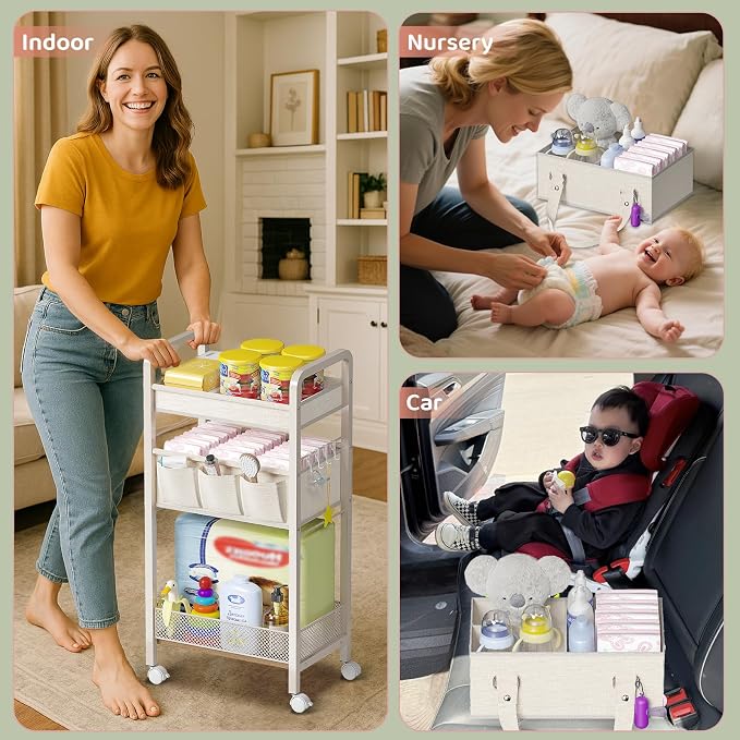 Baby Diaper Caddy Organizer and Storage, 2In1 Baby Cart Organizer-Baby Diaper - Image 4