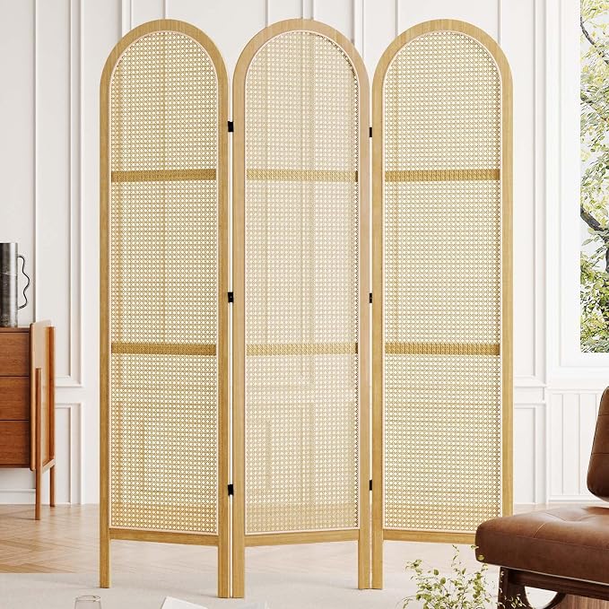 Svimi Room Dividers and Folding Privacy Screens, Pine Wood 5.6 Ft Double Hinged - Image 5
