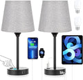 Grey Bedside Lamps Set 2 for Bedroom by Acaxin