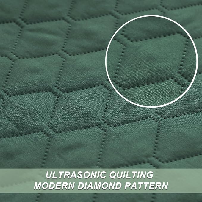 Exclusivo Mezcla Reversible California King Quilt Set, Dark Green | Lightweight - Image 4