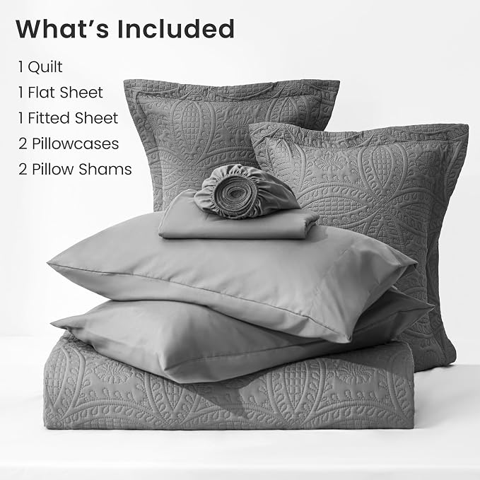 Love's cabin Queen Quilt Set Grey, Bed in a Bag Queen Size Bedding 7 Pieces - Image 6