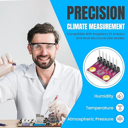 SHILLEHTEK PRE-SOLDERED BME280 3.3V High Precision Altimeter Atmospheric Pressure, Temperature, and Humidity GY-BME280-3.3 Sensor Module for Raspberry Pi, Arduino, and Other MicroControllers
