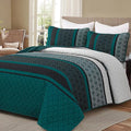 Dinjoy Quilts King Size, Striped Bedspread Bedding Sets, Dark Green | 3 Pieces by DINJOY