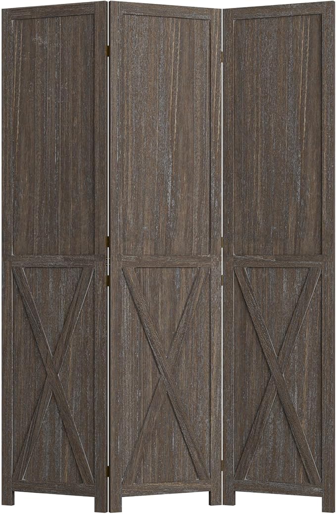 3 Panel Folding Room Divider, Solid Wood Privacy Screen, Freestanding Partition - Image 8