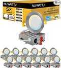 NUWATT 12 Pack, 4 Inch Ultra-Thin Recessed LED Lights Brushed Nickel, 5CCT 2700K/3000K/3500K/4000K/5000K Selectable, 630LM, 9W, IC Rated, Dimmable Canless Downlight With Junction Box, Energy Star, ETL