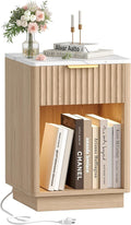 Akxomel Fluted Nightstand Bedside Table by Akxomel