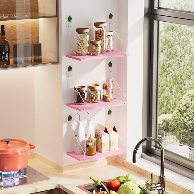 Elevate Your Space with Rustic Wood Floating Shelves Set of 3- Perfect - Image 2