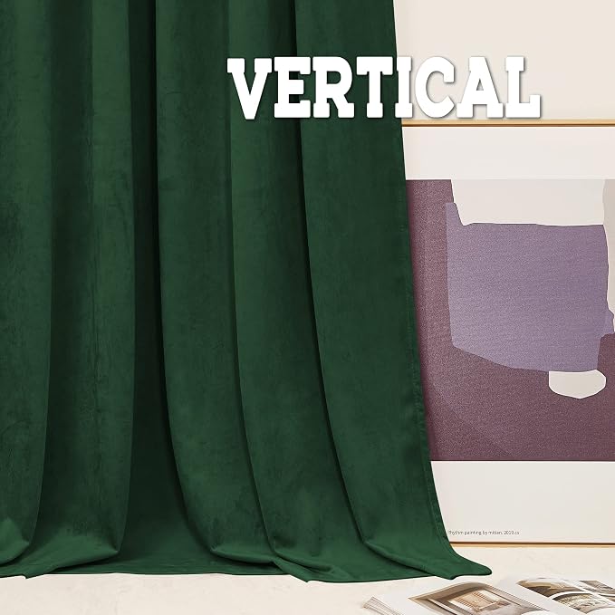 RYB HOME Hunter Green Velvet Blackout Curtains - Image 7