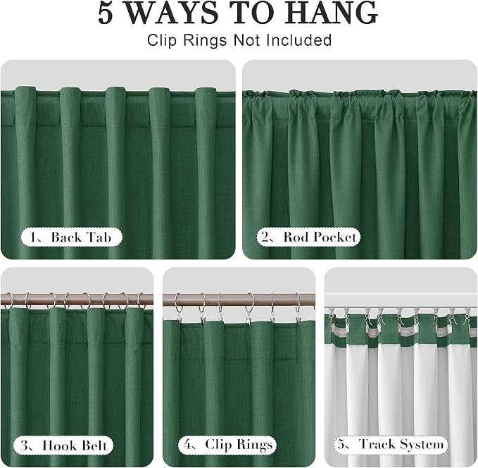 Joywell 100% Blackout Extra Long Linen Curtains 120 Inch Long - Image 2