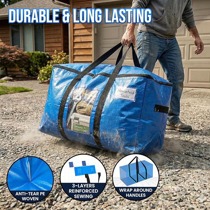 TAILI 12 Pack Blue Extra Large Moving Bags, Storage Bags - Image 3