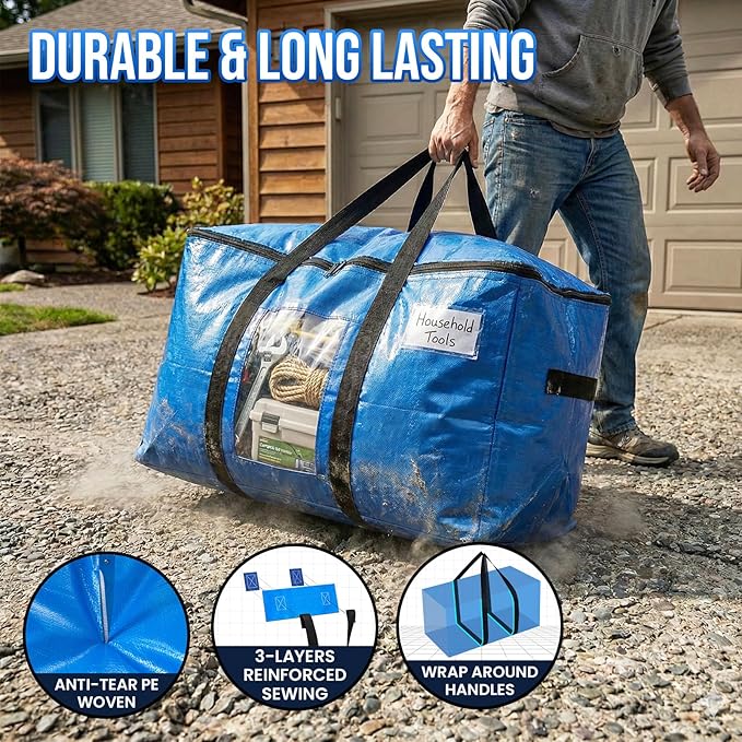 TAILI 4 Pack Blue Extra Large Moving Bags, Storage Bags - Image 3