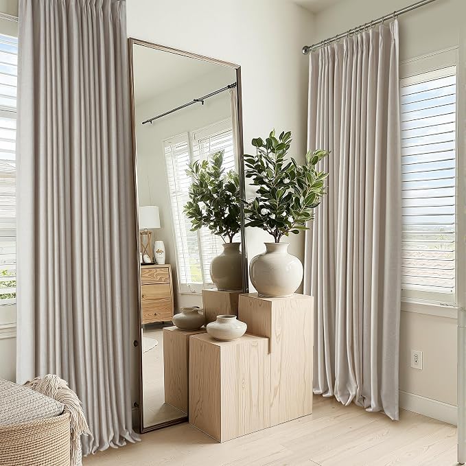 RYB HOME Linen Blackout Curtains 96 inches Long, 100% Blackout Noise Reducing by RYBHOME