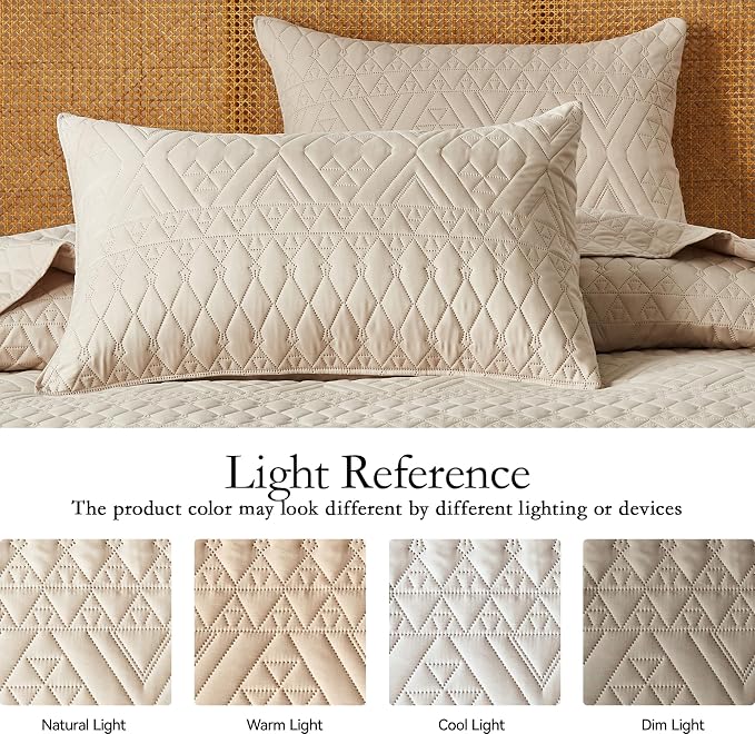 akkialla Twin Size Quilt Bedding Set, Modern Style Geoetric Pattern Coverlet Set - Image 4