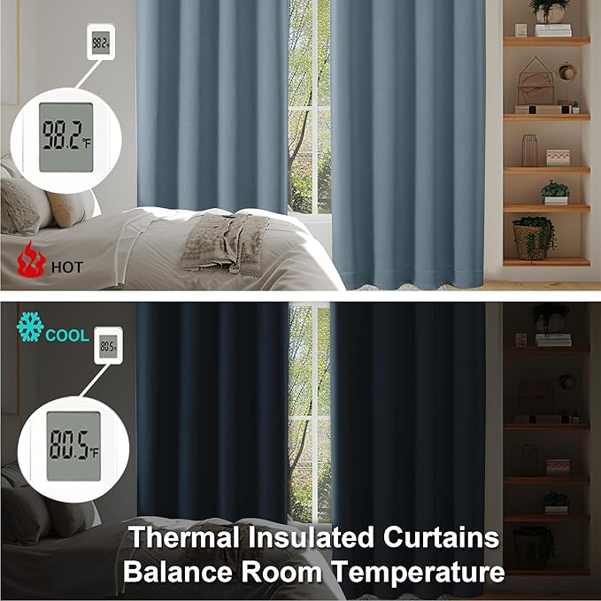 Simplebrand Ava Stone Blue Short Blackout Curtains - Image 6