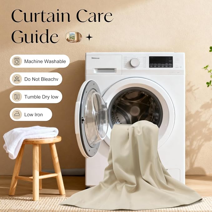 Etherealveil Beige Pinch Pleated Blackout Curtains 2 Panels 52"x84" | Back Tabs - Image 9