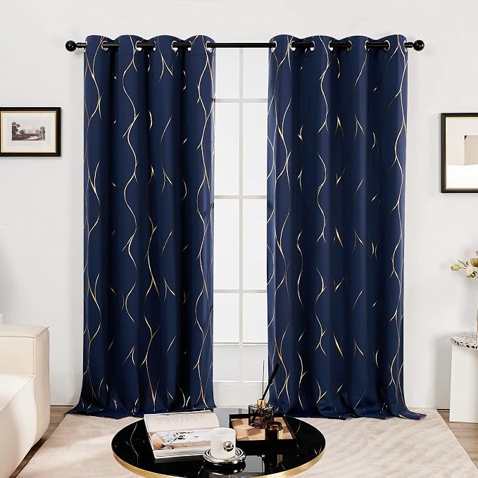 Deconovo Curtains for Living Room, Pattern Blackout Curtains 96 Inches Long | - Image 2
