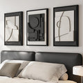 3D Textured Framed Black and White Abstract Wall Art Set of 3, 16x24 In | Solid by Cuspin