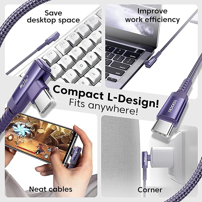 USB C Cable [2Pack, 3.3ft] 240W Fast Charging Type C Cord, Nylon Braided USB 2.0 Cable for iPhone 17 16 15 Pro Plus Pro Max Air, iPad Pro, Samsung Galaxy S24 S23, Switch, MacBook Pro, Pixel-Purple
