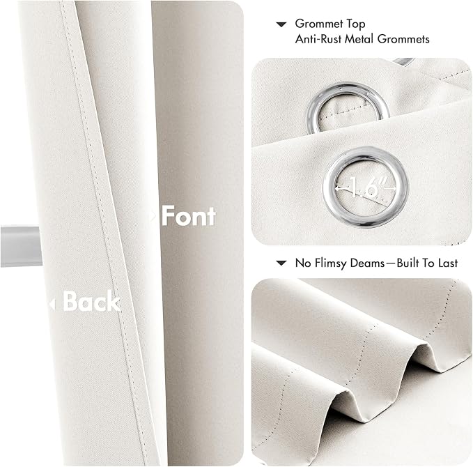 MIULEE Blackout Curtains for Bedroom 2 Panels 40 x 84 Inch Long Ivory | Thermal - Image 4