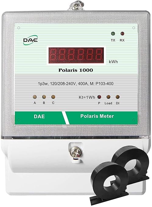 DAE P103-400-S KIT, UL Listed, CTEP kWh Smart Submeter 1P3W(2 hot Wire 1 Neutral), 400A, 120/240V, 2 CTs (Inner Dia. 1.38")