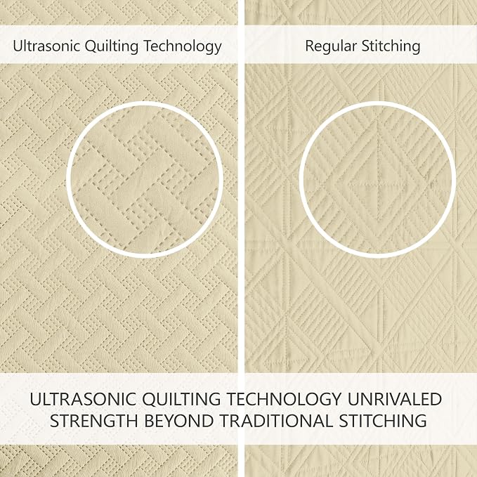 FLYMME Twin Quilt Set, Lightweight Butter Yellow Bedspreads, Basket Weave - Image 5