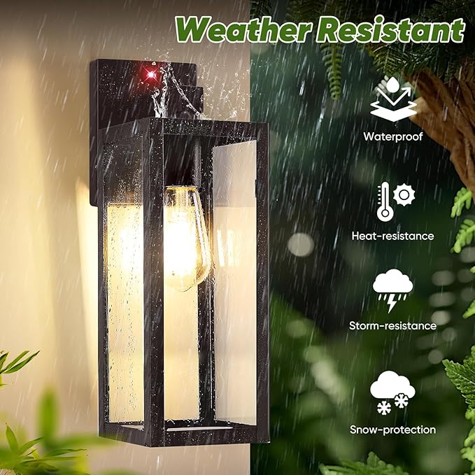 BesLowe Upgraded Motion Sensor Outdoor Wall Lights, 15” Dusk to Dawn Porch Lights Outdoor Wall Sconce Lanterns, 3 Lighting Modes Exterior Lighting Fixtures, Brown Outside Lights for House, 2-Pack