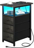 Yoobure End Table with Charging Station, LED Narrow Side Table Bedside Table by Yoobure