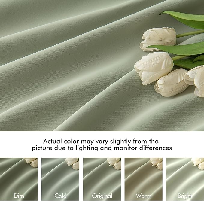 MIULEE Sage Green Back Tab Blackout Curtains 72x84 Inch Length 2 Panels Set | - Image 8