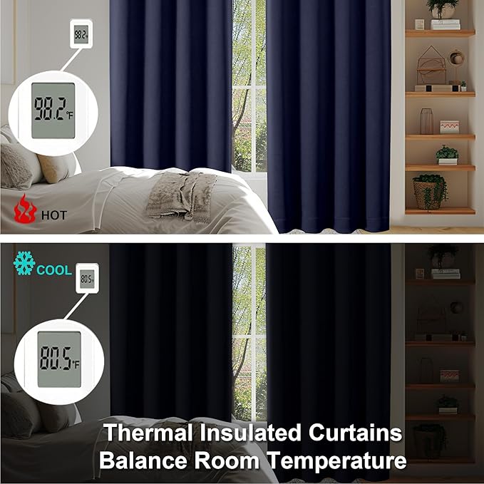 Simplebrand Ava Navy Blue Short 36 Inches Blackout Curtain 2 Panels Set - Image 6