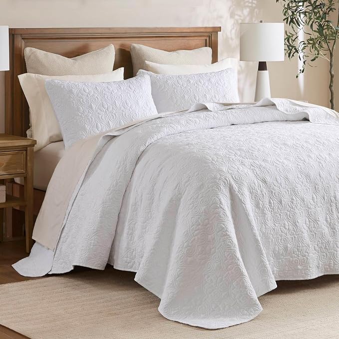 Madison Park Full Quilt Bedding Set, Cottage-Inspired Damask, Classic Stitch - Image 10