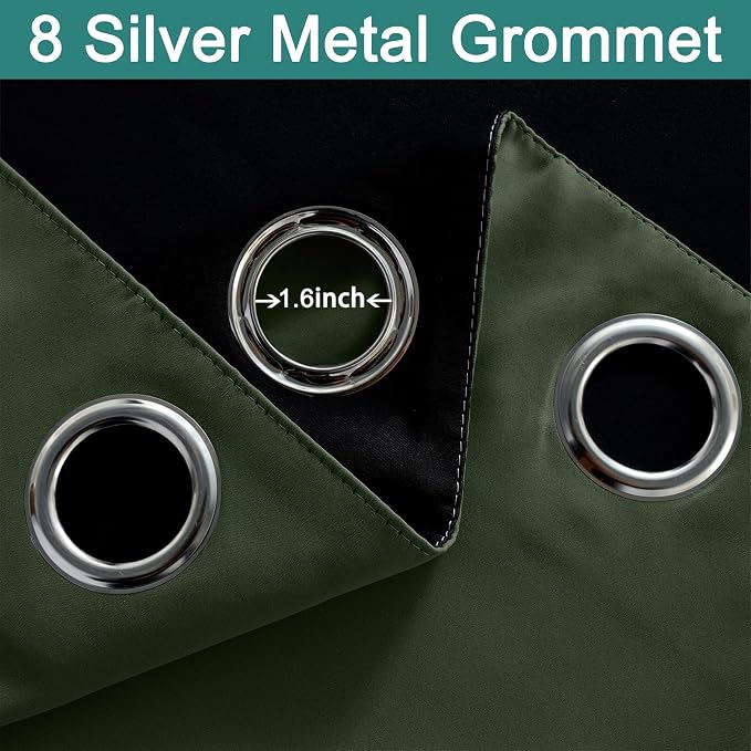 Yakamok Greyish Green 100% Blackout Curtains 96 Inches Long 52" Wide, 2 Thick - Image 7