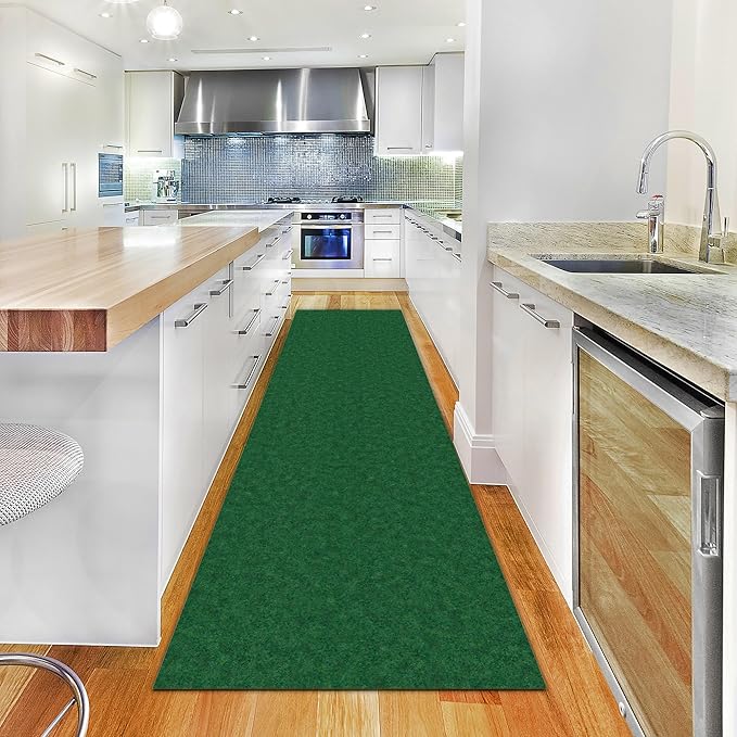 Ottomanson 2'7" x 51' Hallway Runner with Scraper Pile - Extra Durable Non-Slip Rug Mat for Indoor & Outdoor Use - Ideal for Kitchen, Entryway & Garage - High-Traffic Carpet, Green
