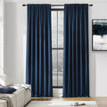 Blue Curtains 96 Inch Length Thermal Insulated Room Darkening Blackout Curtains by DONREN