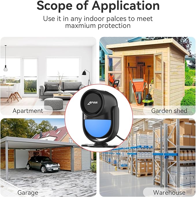 CPVAN WiFi Motion Sensor Alarm, 125dB Wireless Smart PIR Motion Detector Alarm for Home Security System with Phone APP Alert (Indoor PIR Alarm Host, 1 Remote), Black