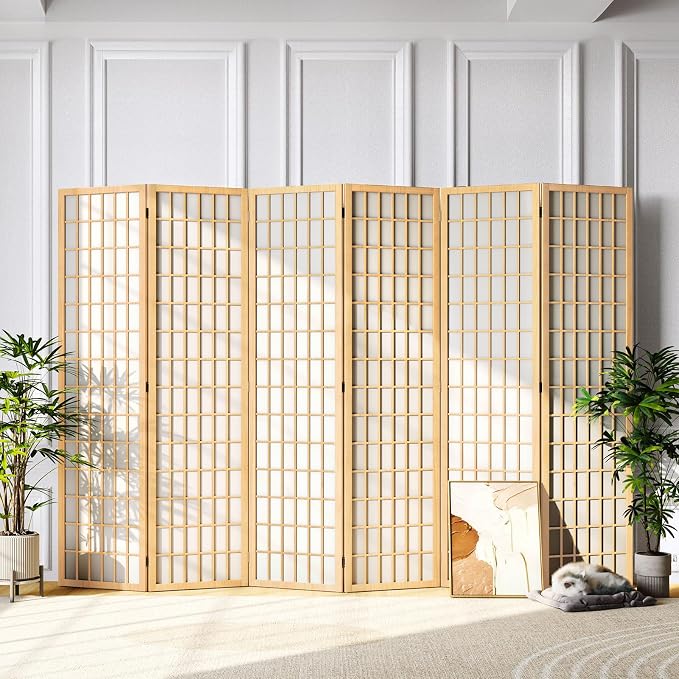 6Ft Room Divider Wall Shoji Screen, 6 Panel Folding Privacy Screen by Jostyle