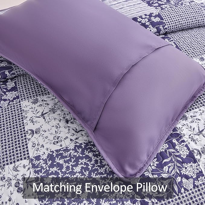 Mybedsoul Purple Quilt California King, Patchwork Reversible Bedding Set | Soft - Image 6