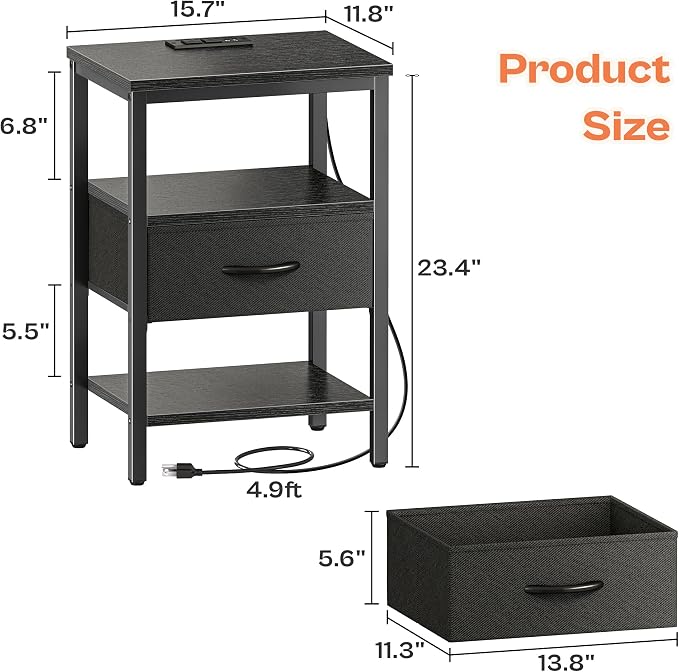 SUPERJARE Nightstand Set of 2 - Image 7