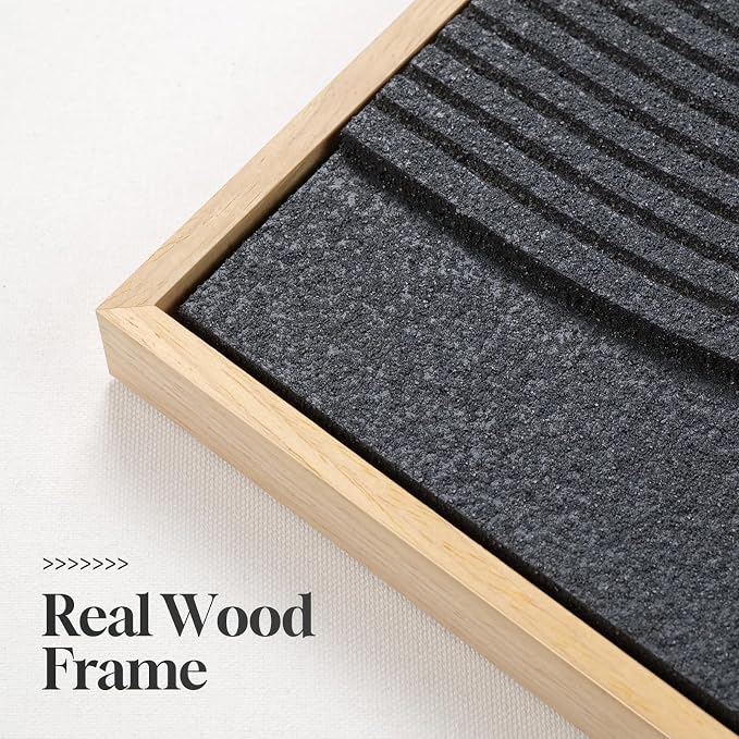 3D Textured Large Framed Boho Neutral Abstract Wall Art Set of 3, 20x30 In | - Image 6