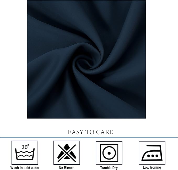 Diraysid Navy Blue Grommet Blackout Curtains - Image 6