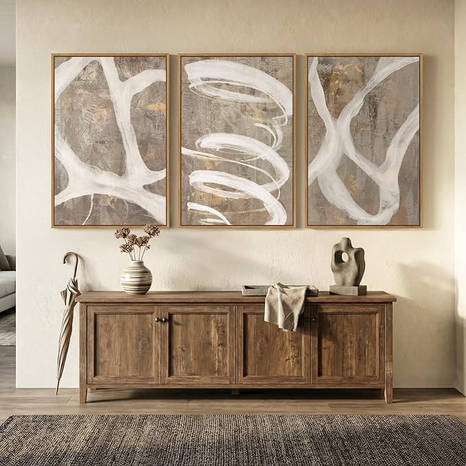 Large Framed Neutral Abstract Wall Art - Image 4