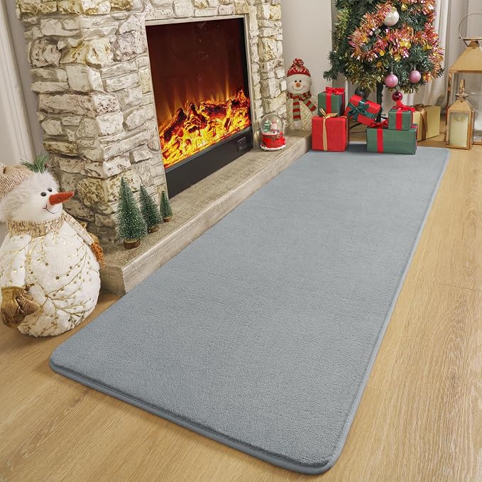 Modern Soft Hallway Runner Rug, 2x10 Feet Washable Long Runner Rugs | Grey - Image 6
