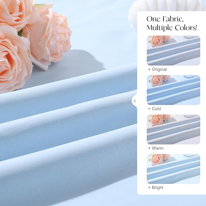 Etherealveil Light Blue Pinch Pleated Blackout Curtains 2 Panels 60"x102" | - Image 8