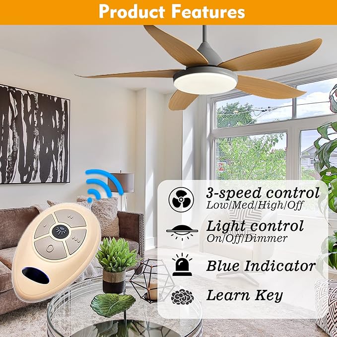 Universal Ceiling Fan Remote Control Kit Replacement for Hunter Allen+Roth Kichler -FAN35T KUJCE9603 L3HFAN35T1 CHQ7202T CHQ7202T1 L3HFAN35T2 FAN53T Kit