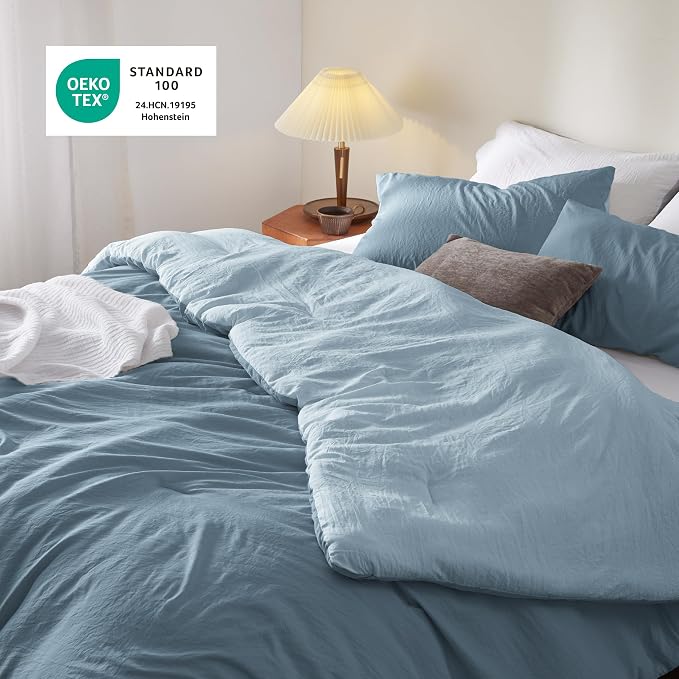 Bedsure King Comforter Set, Mineral Blue Soft Prewashed Bedding - Image 4