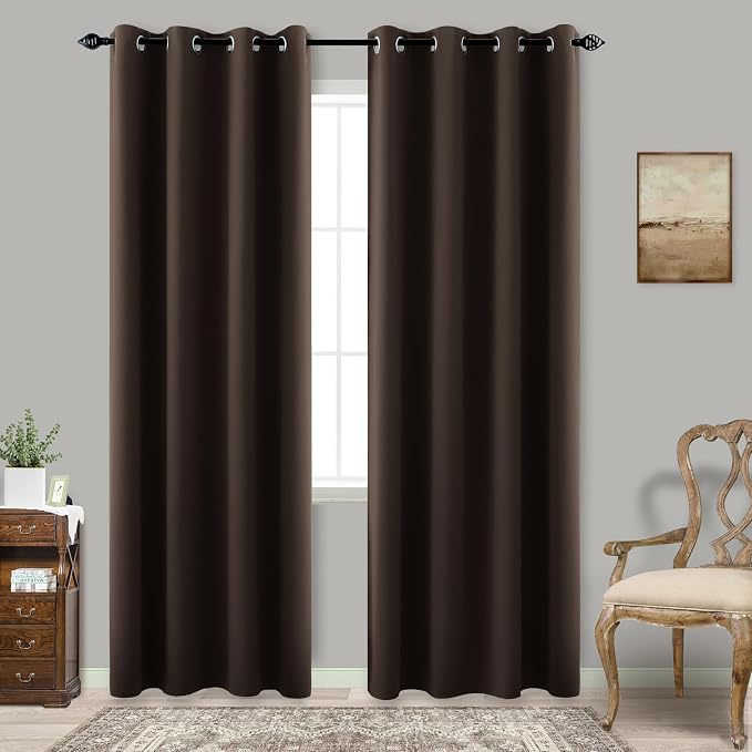 96 Inch Long Dark Brown Living Room Curtains - Image 3