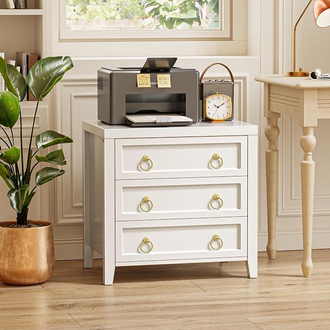 Huuger Night Stand with Charger Station and USB-C Port, 3 Drawer Nightstand | - Image 7