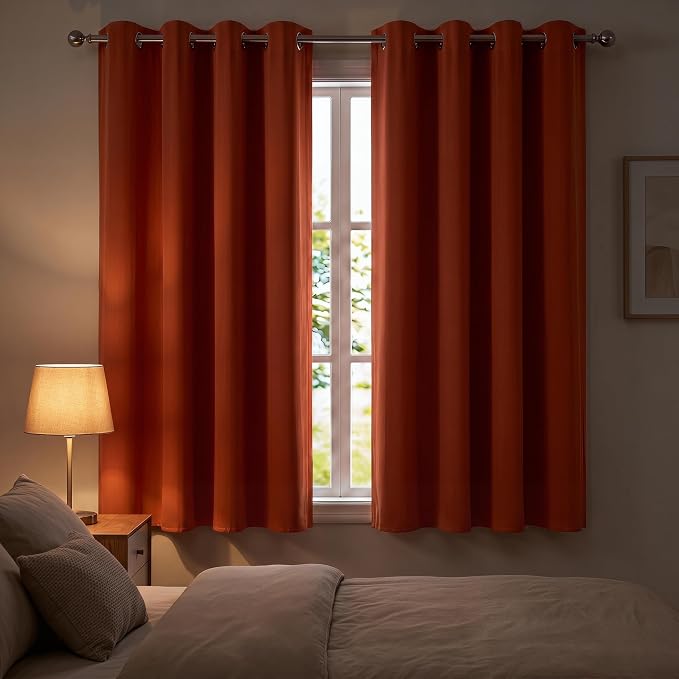 Diraysid Orange Grommet Blackout Curtains - Image 3
